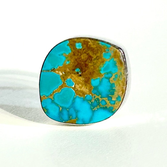 Sterling Silver Handmade Royston Turquoise Ring Size 6 - Picture 2 of 4